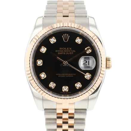  Rolex Datejust 36 Steel / Everose Jubilee Fluted Black Diamond Dial </h1> 