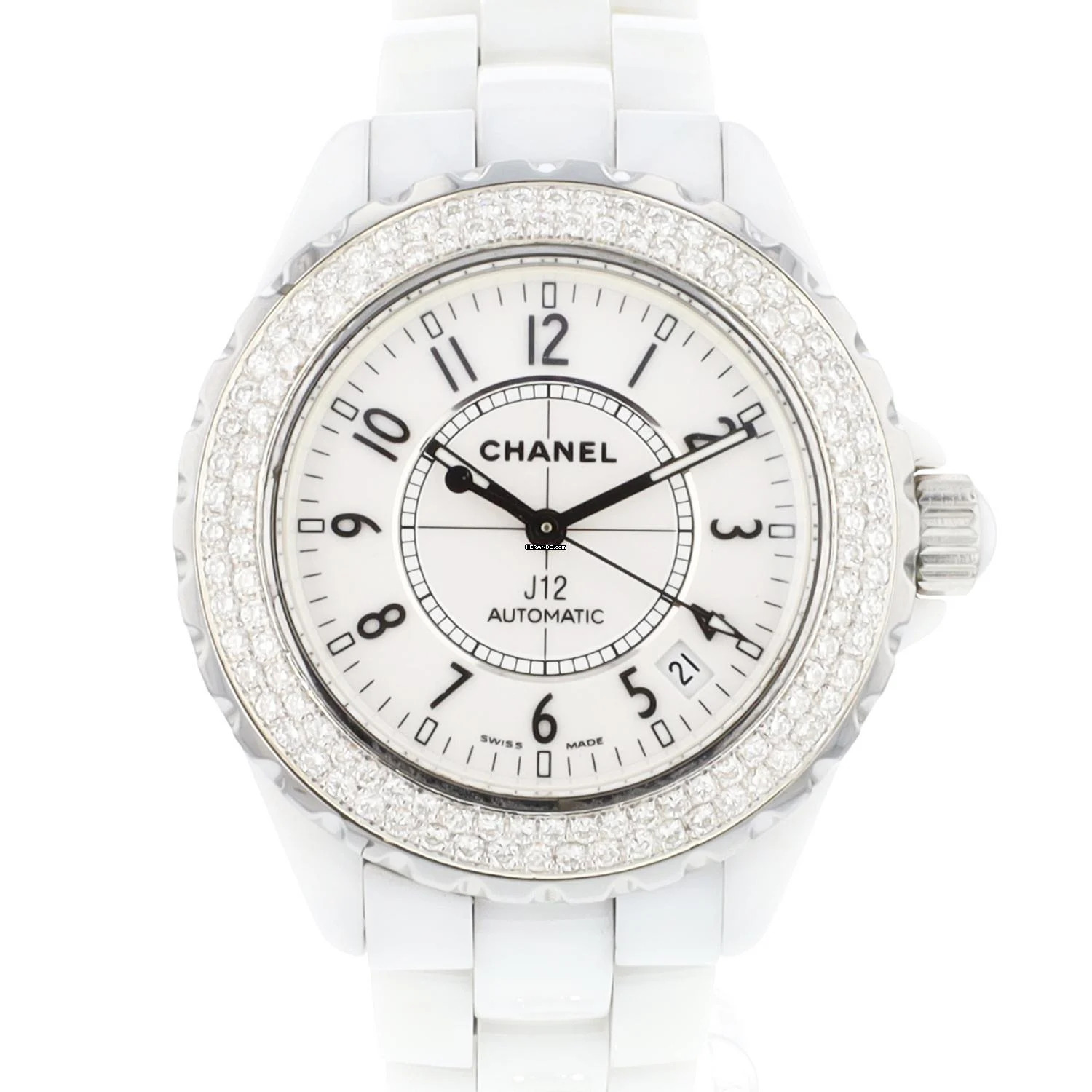  Chanel J12 White Ceramique 38MM Diamonds Automatic </h1> 