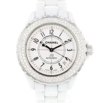  Chanel J12 White Ceramique 38MM Diamonds Automatic </h1> 