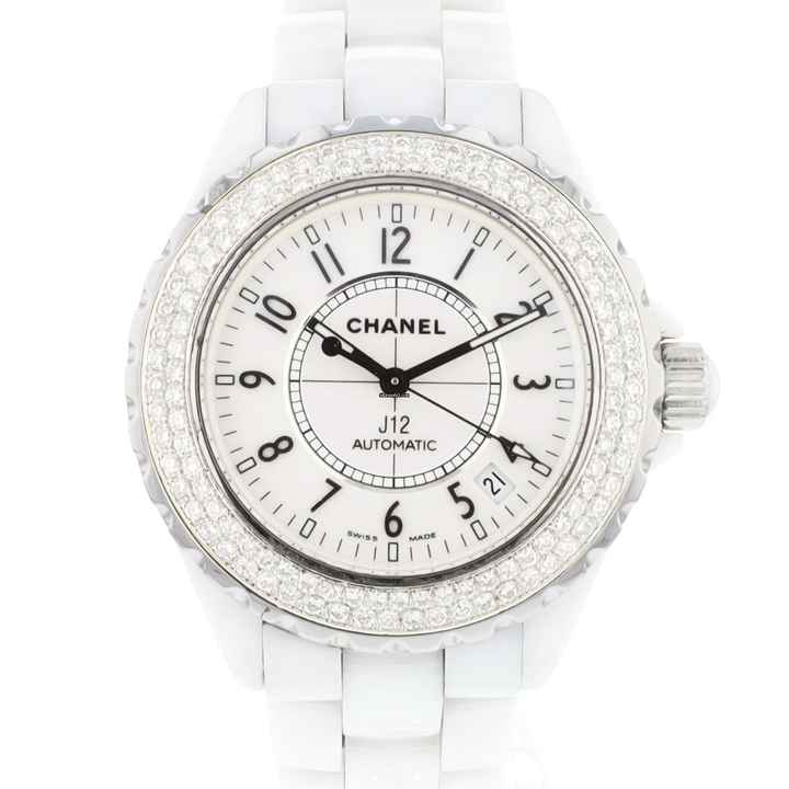  Chanel J12 White Ceramique 38MM Diamonds Automatic </h1> 