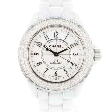  Chanel J12 White Ceramique 38MM Diamonds Automatic </h1> 