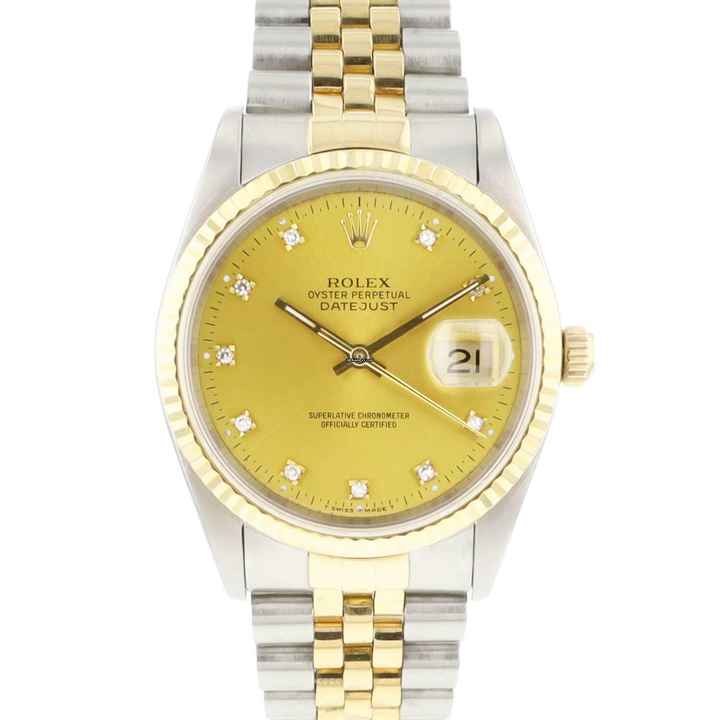  Rolex Datejust 36 Steel Gold Jubilee Fluted Champagne Diamond Dial </h1> 