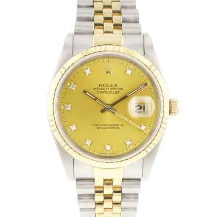  Rolex Datejust 36 Steel Gold Jubilee Fluted Champagne Diamond Dial </h1> 