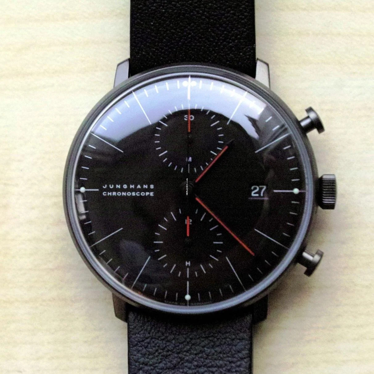  Junghans max bill Chronoscope Bauhaus black FULL SET 