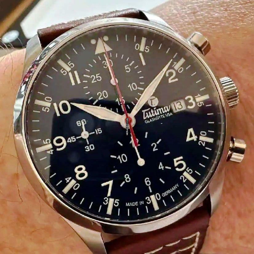  Tutima Flieger Legacy T5 Chronograph Ttan blue 2025 NEW FULL SET 