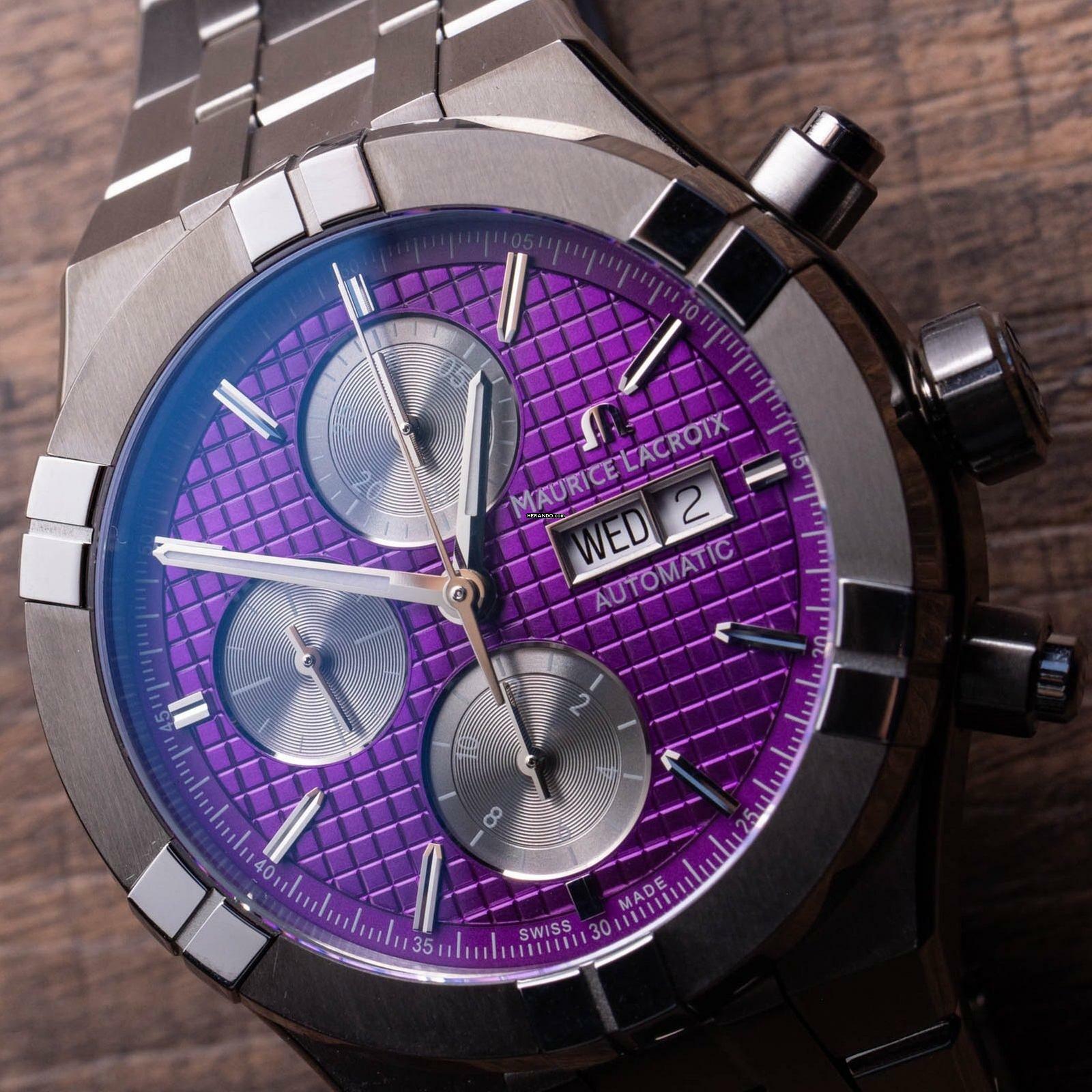 Thumbnail von Maurice Lacroix AIKON Automatic Chronograph Purple 44mm NEW FULL SET