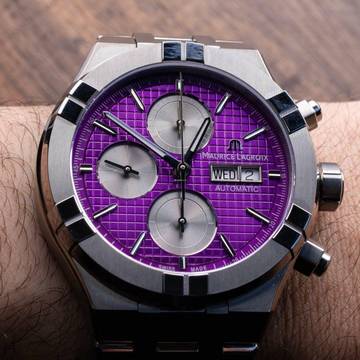  Maurice Lacroix AIKON Automatic Chronograph Purple 44mm NEW FULL SET 