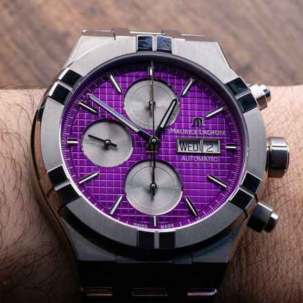  Maurice Lacroix AIKON Automatic Chronograph Purple 44mm NEW FULL SET 