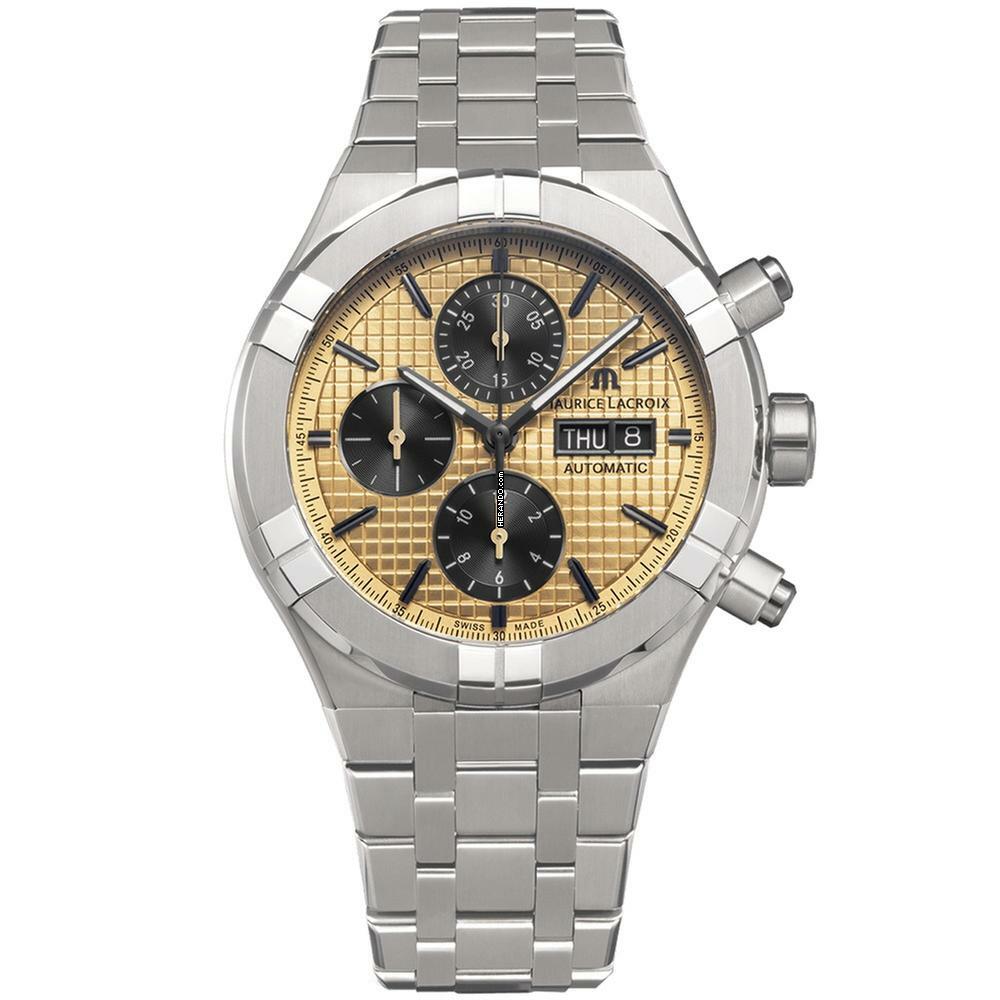  Maurice Lacroix AIKON Automatic Chronograph Gold 44mm NEW FULL SET 