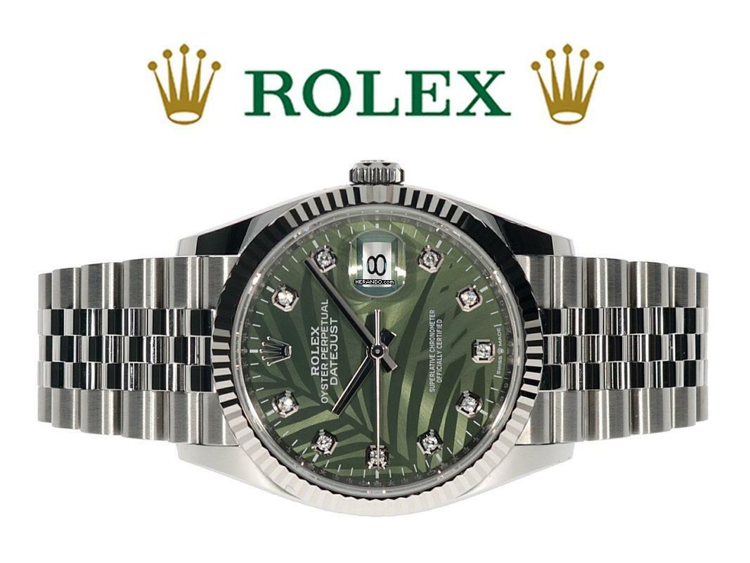  Rolex Datejust 36 + Diamond Palm Dial + Like New + </h1> 