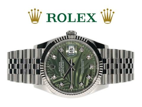  Rolex Datejust 36 + Diamond Palm Dial + Like New + </h1> 