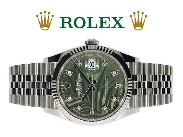  Rolex Datejust 36 + Diamond Palm Dial + Like New + </h1> 