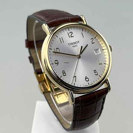  TISSOT CARSON 18 K / 750 Gelbgold Lederband Faltschließe Full Set Quarz 