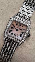 Thumbnail von Cartier Santos Demoiselle mother of pearl full diamond setting iced out </h1>