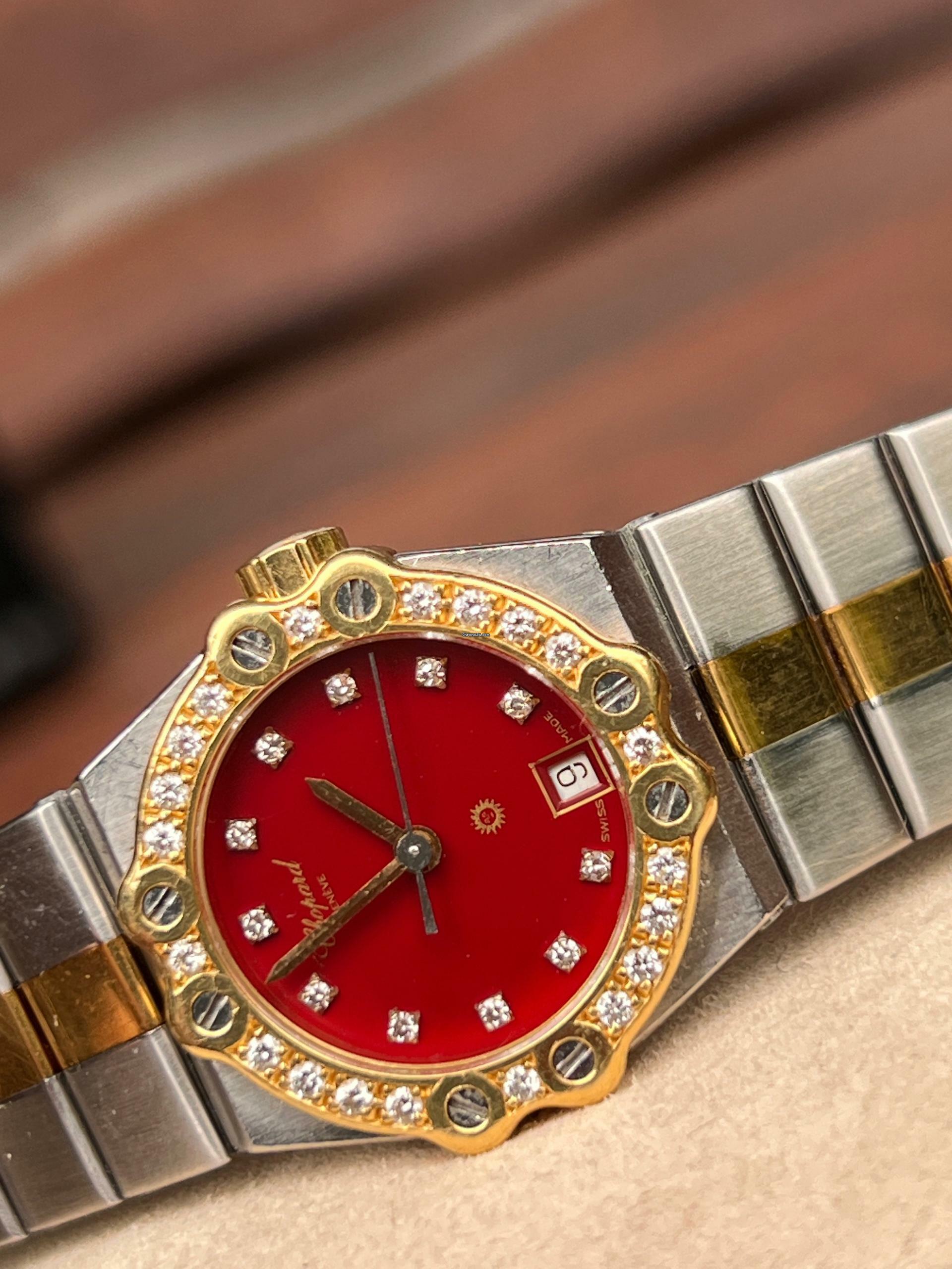  Chopard St. Moritz 26mm - rare red stella diamond dial box and papers </h1> 