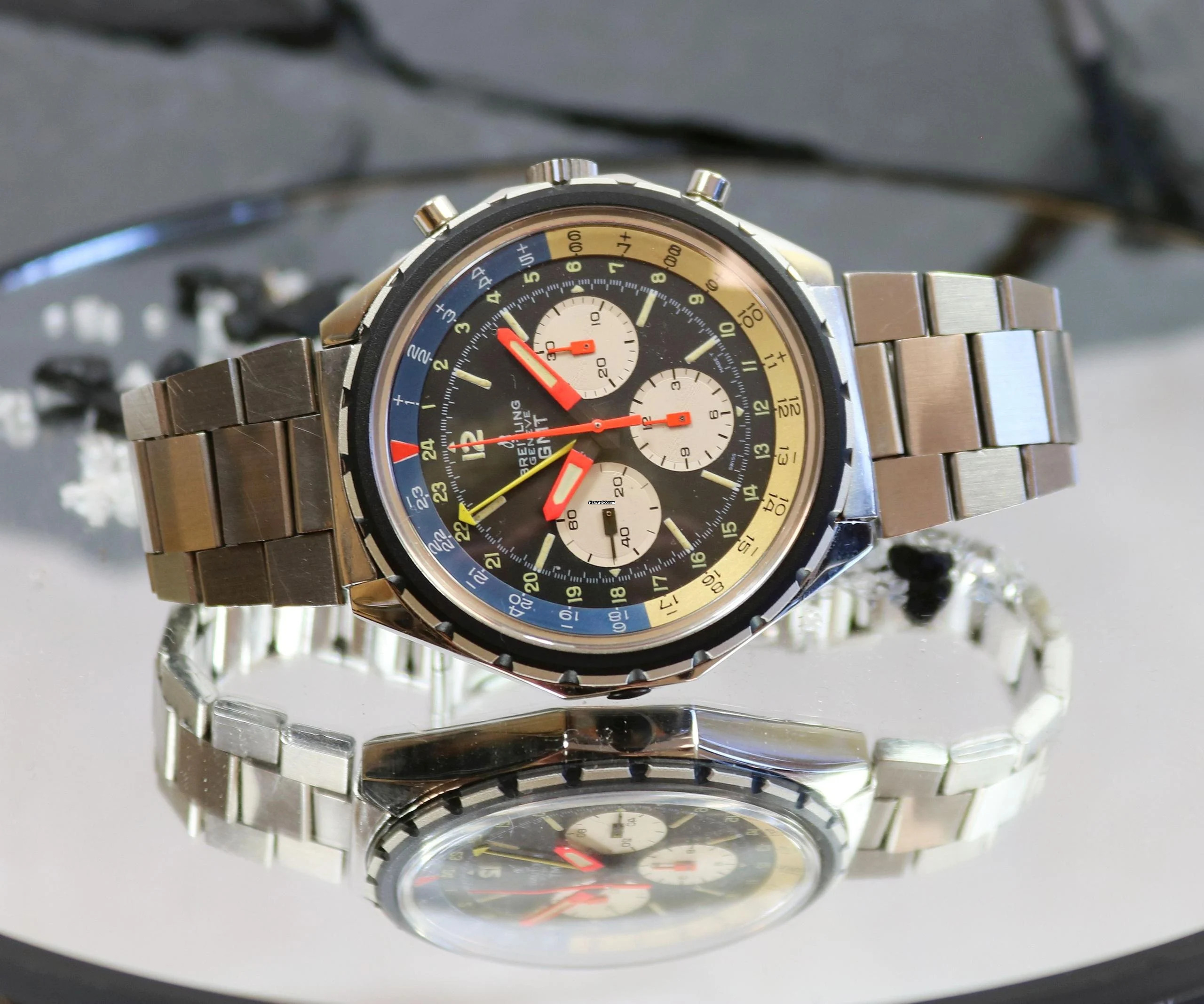  Breitling Chronograph 812 GMT Valjoux 724 very rare 