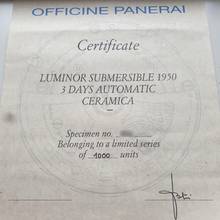 Thumbnail von Panerai Luminor Submersible 1950 Ceramica ref. PAM00508 - Special Edition - full set </h1>