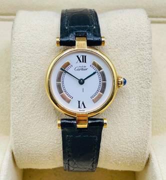  Cartier Vendome Gold Mantel Damenuhr Tank Vermeil 925 SILVER GOLD PATED WITH PAPERS and FOLDING CLASP 