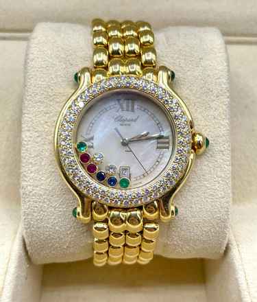  Chopard Happy Sport Yellwogold 18Kt. Factory Diamonds Quartz with Papers Top Condition </h1> 