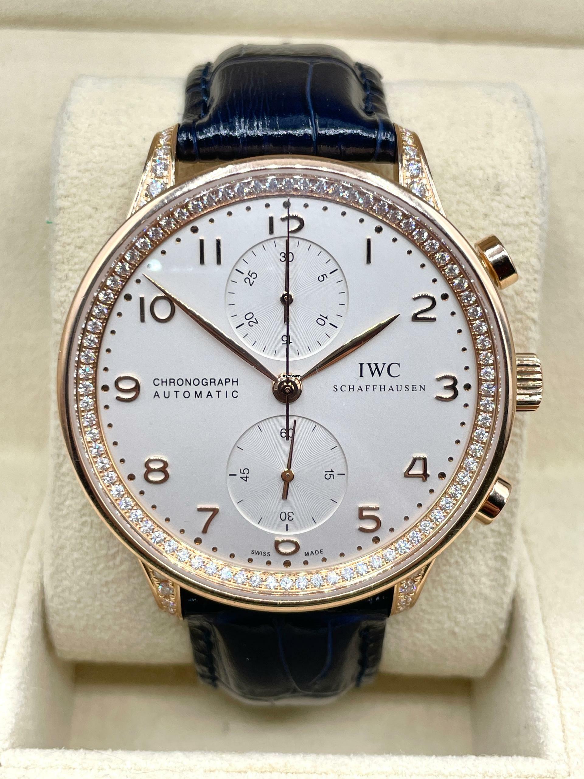  IWC Portugieser Chronograph Rosegold 18Kt. TOP CONDITION factory diamonds setting 
