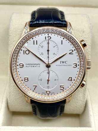  IWC Portugieser Chronograph Rosegold 18Kt. TOP CONDITION factory diamonds setting 