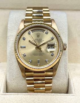  Rolex Day-Date 36 Gold 18Kt. President perfect condition-NO STRETCH Champagne Diam. Dial </h1> 