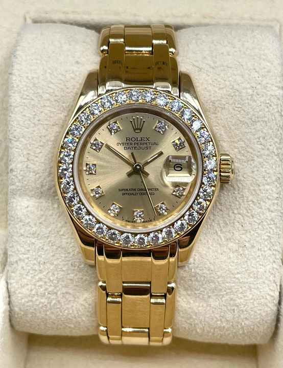  Rolex Lady-Datejust Pearlmaster 29mm NICE CONDITON 18KT GOLD Original-Factory Diamond Setting 