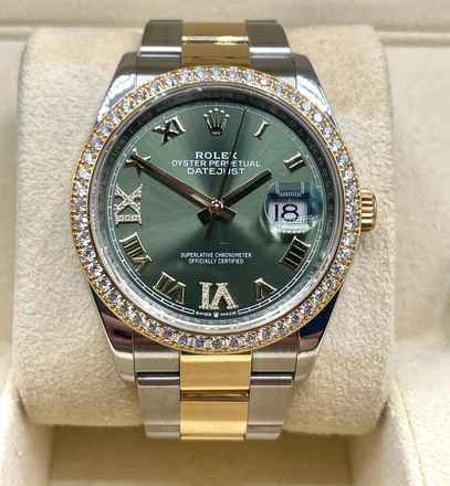  Rolex Datejust 36 GREEN XI VI Diamond DIAL Steel/Gold Top Condition with Box&Papers 2021 