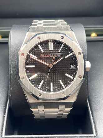  Audemars Piguet Royal Oak Oak-Steel 41mm Black Dial Box&Papers NEW 