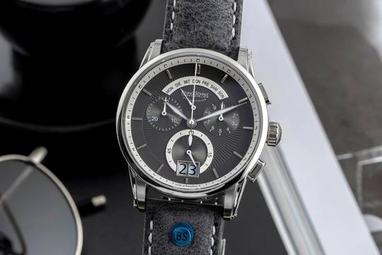  Bruno Söhnle Grandioso Glashütte Grandioso Chronograph Stahl Quarz Ref. 17-13117-841 B&P 