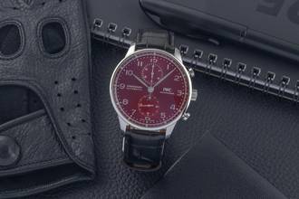 Thumbnail von IWC Portugieser Chronograph Red Dial Stahl Automatik Herrenuhr Ref. IW371616 B&P