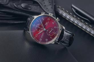 Thumbnail von IWC Portugieser Chronograph Red Dial Stahl Automatik Herrenuhr Ref. IW371616 B&P