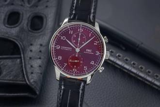 Thumbnail von IWC Portugieser Chronograph Red Dial Stahl Automatik Herrenuhr Ref. IW371616 B&P