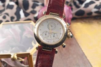 Thumbnail von Cartier Pasha 18K (0,750) Gold Chronograph Datum Damenuhr Ref. W3012051