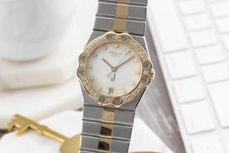 Thumbnail von Chopard St. Moritz Stahl / Gold MOP Diamanten Medium Size Ref. 8023 B&P 1985 Klassiker