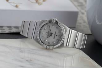 Thumbnail von Omega Constellation Double Eagle MOP Diamanten Stahl Damenuhr Ref. 1589.75.00