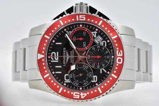 Longines HydroConquest Hydro Conquest Chronograph L3696 Black Dial Red Bezel  