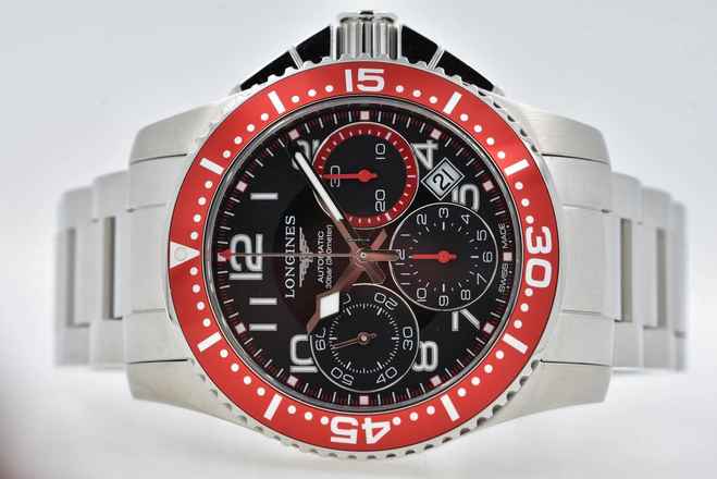  Longines HydroConquest Hydro Conquest Chronograph L3696 Black Dial Red Bezel  
