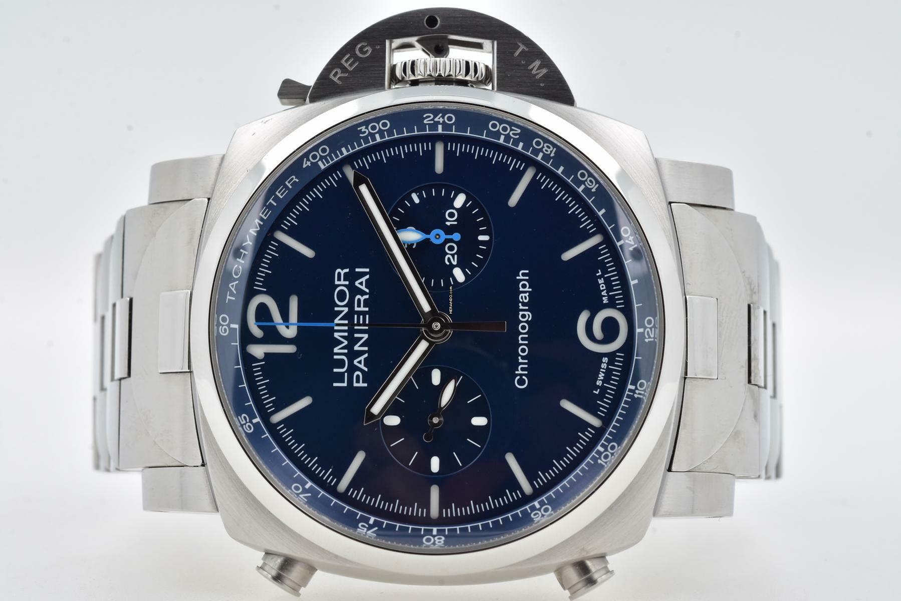 Panerai Luminor Chronograph 44mm PAM 1110 Blue Dial Bracelet </h1>