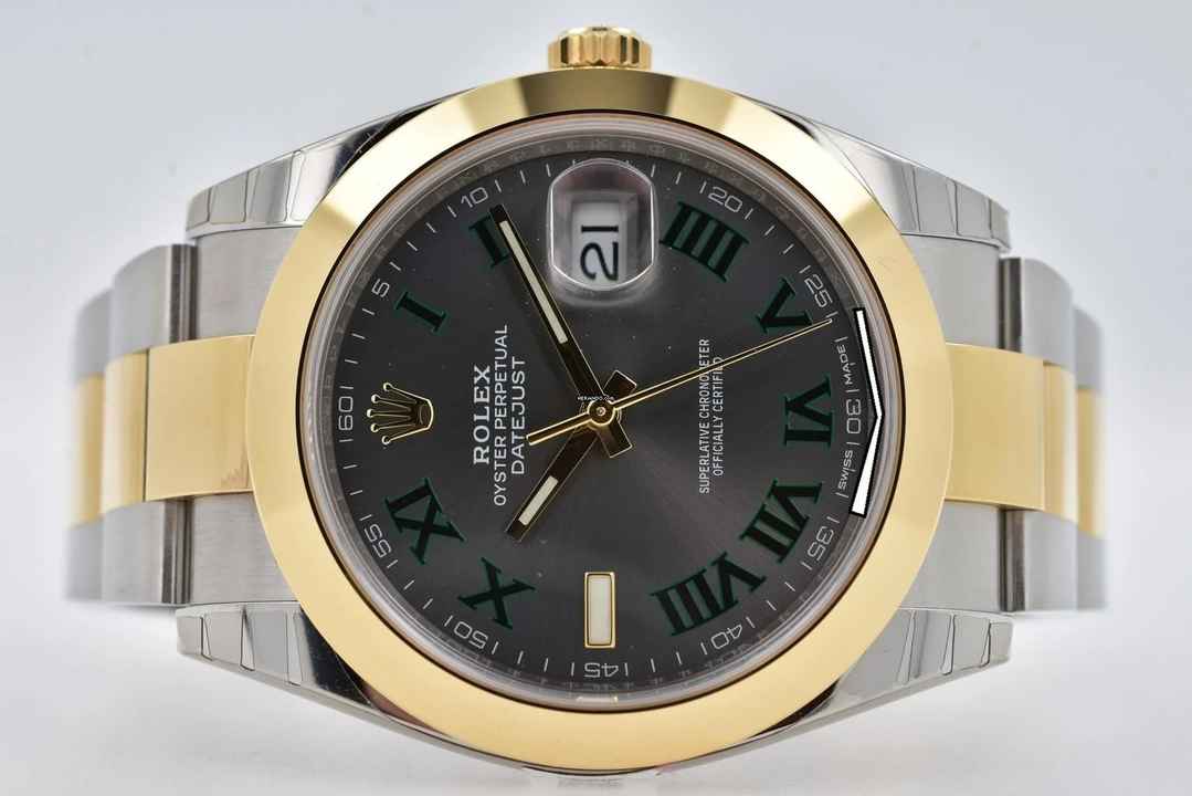  Rolex Datejust 41 126303 Wimbledon Dial Green LC100 Stickers 18k Yellow Gold </h1> 