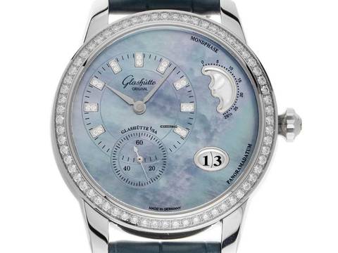  Glashütte Original PanoMatic Luna Großdatum Ref.1-90-12-03-12-02 Full Set Ungetragen 