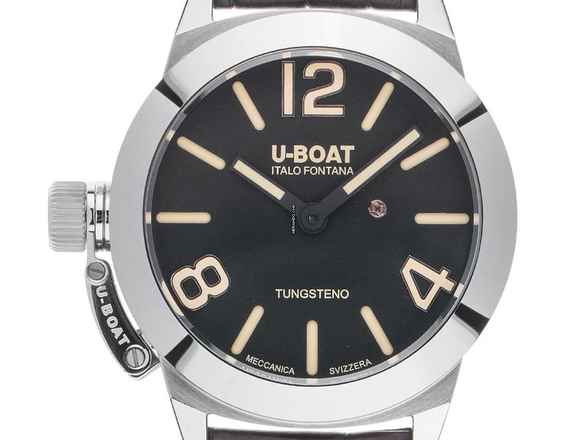  U-Boat Classico Italo Fontana Classico Stratos 40BK Stahl Handaufzug Armband Leder 40mm Ref.9002 Box&Pap. Full Set Neu 