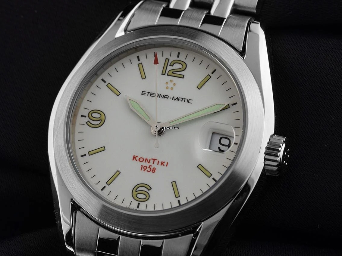 Thumbnail von Eterna Matic Kontiki 1858 red Ref.1571-41 1998 original Box sehr gut Vintage