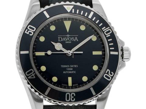  Davosa Ternos Automatic Sixties Stahl Automatik Armband Leder 40mm Bj.2020 Box&Pap. Full Set Neu 