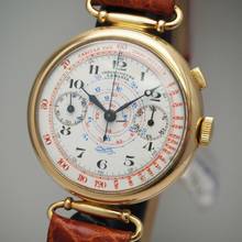 Thumbnail von Lemania Chronometre Chronograph Monopusher Enamel Dial snails scala Tachymeter Ultra Rare