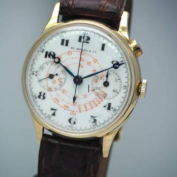  H.Moser & Cie. Chronograph Monopusher Vintage um 1930 Enamel dial RARE 