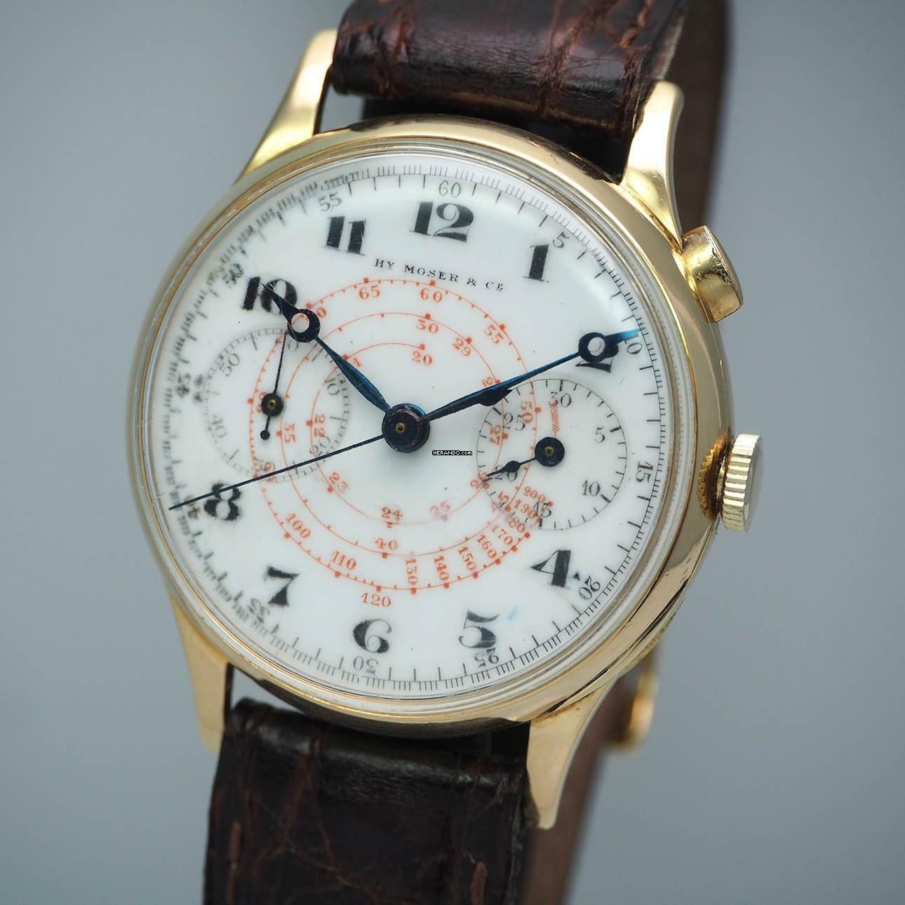 Thumbnail von H.Moser & Cie. Chronograph Monopusher Vintage um 1930 Enamel dial RARE