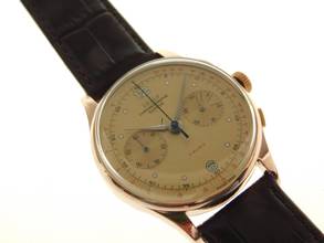 Thumbnail von Zelus Chronographe Suisse 18 Karat Rosegold Handaufzug 37,5mm Herrenuhr 50 er