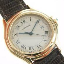 Thumbnail von Cartier Cougar Panthere Cougar 18 Karat Gelbgold XL mit Datum im Traum Zustand am Eidechsband