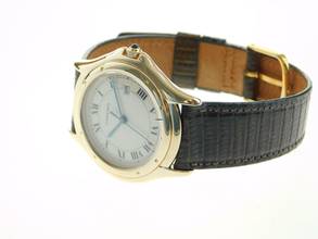 Thumbnail von Cartier Cougar Panthere Cougar 18 Karat Gelbgold XL mit Datum im Traum Zustand am Eidechsband